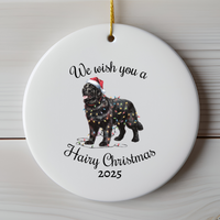 Load image into Gallery viewer, Christmas Black Newfoundland Ornament, Christmas Lights Dog Keepsake
