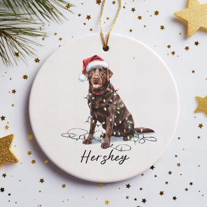 Chocolate Labrador Retriever Ornament, Personalized Dog Christmas Decor