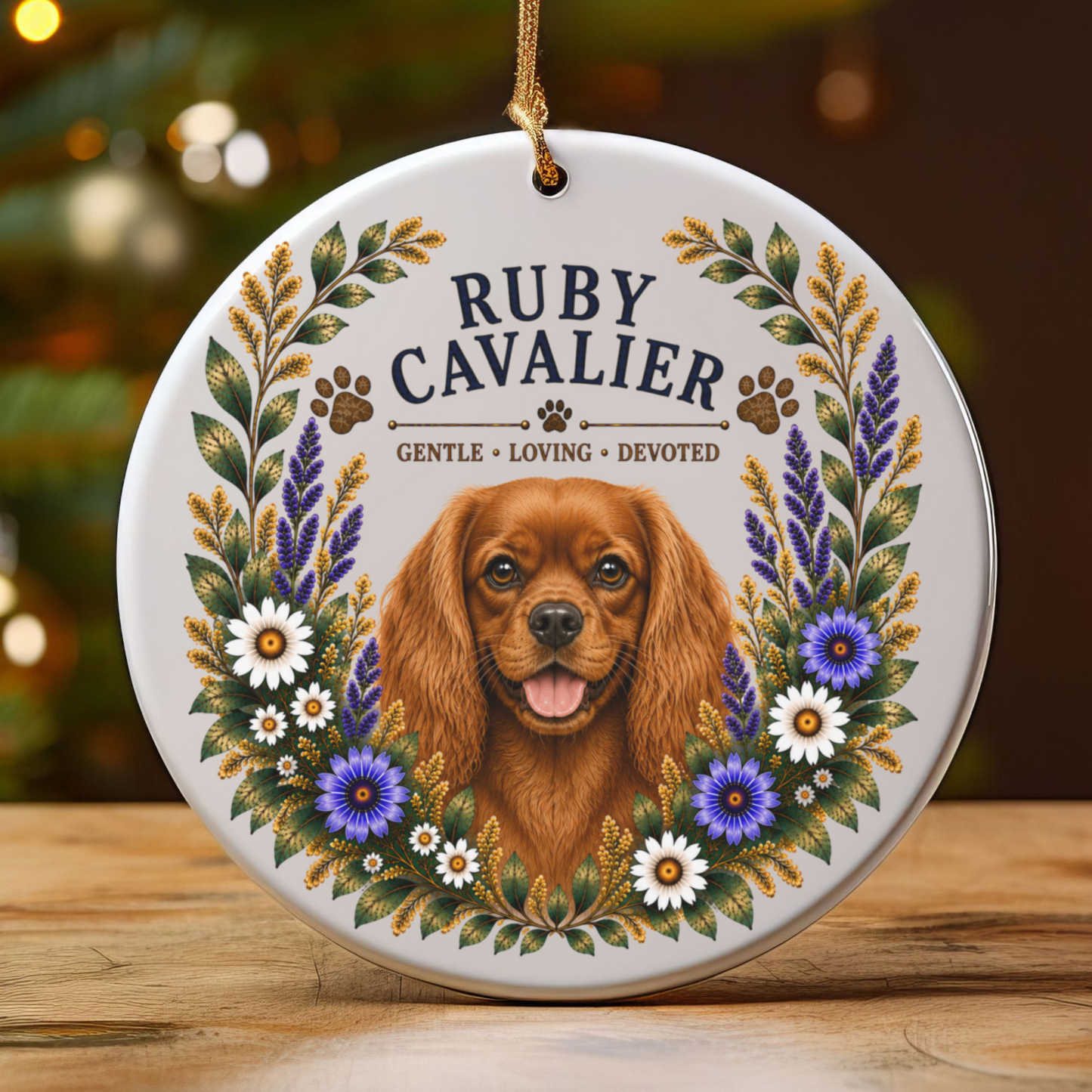 Ruby Cavalier Ornament, Cavalier King Charles Spaniel Gift, Ruby Cavalier Dog Mom Keepsake