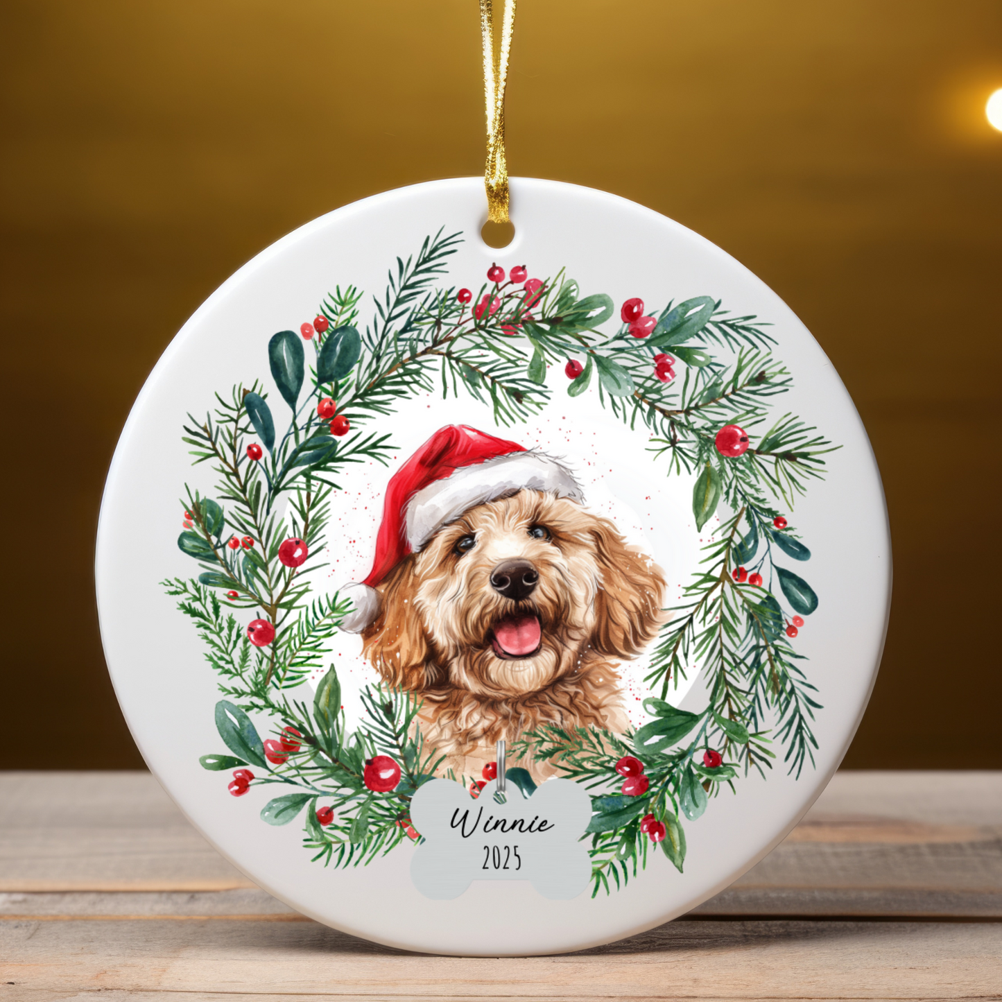 Personalized Goldendoodle Christmas Ornament