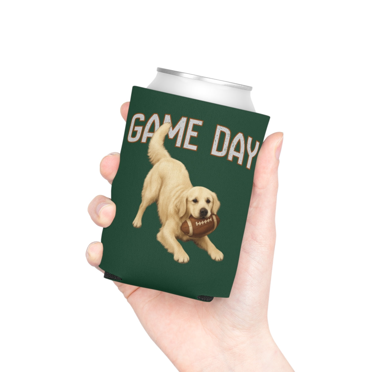 Personalized English Cream Golden Retriever Game Day Can Cooler, Custom Football Dog Koozie