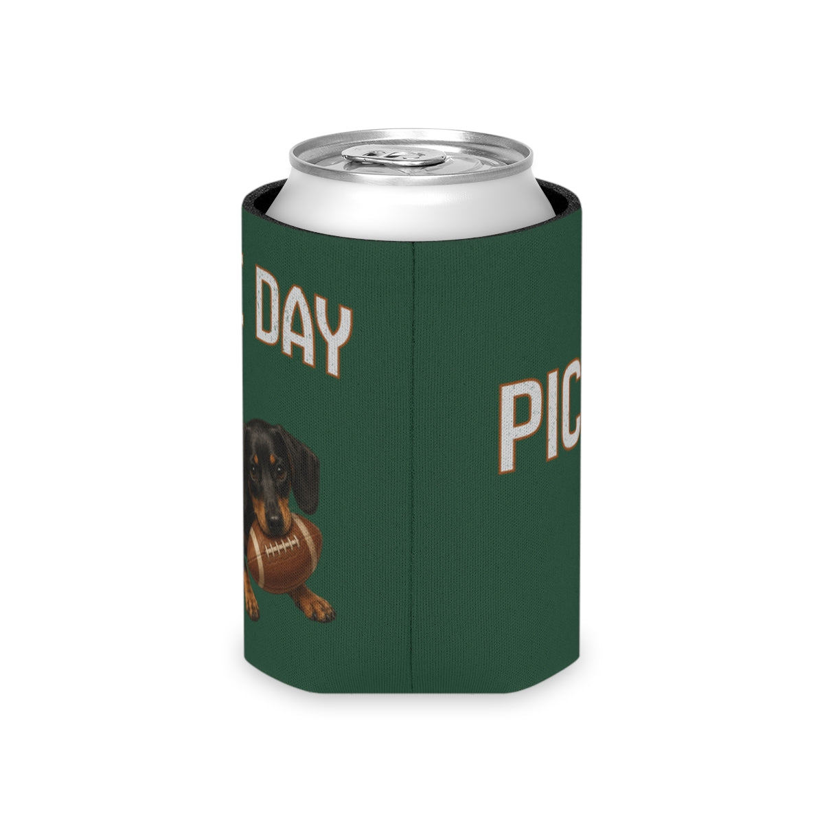 Personalized Black and Tan Dachshund Game Day Can Cooler, Custom Football Dog Koozie