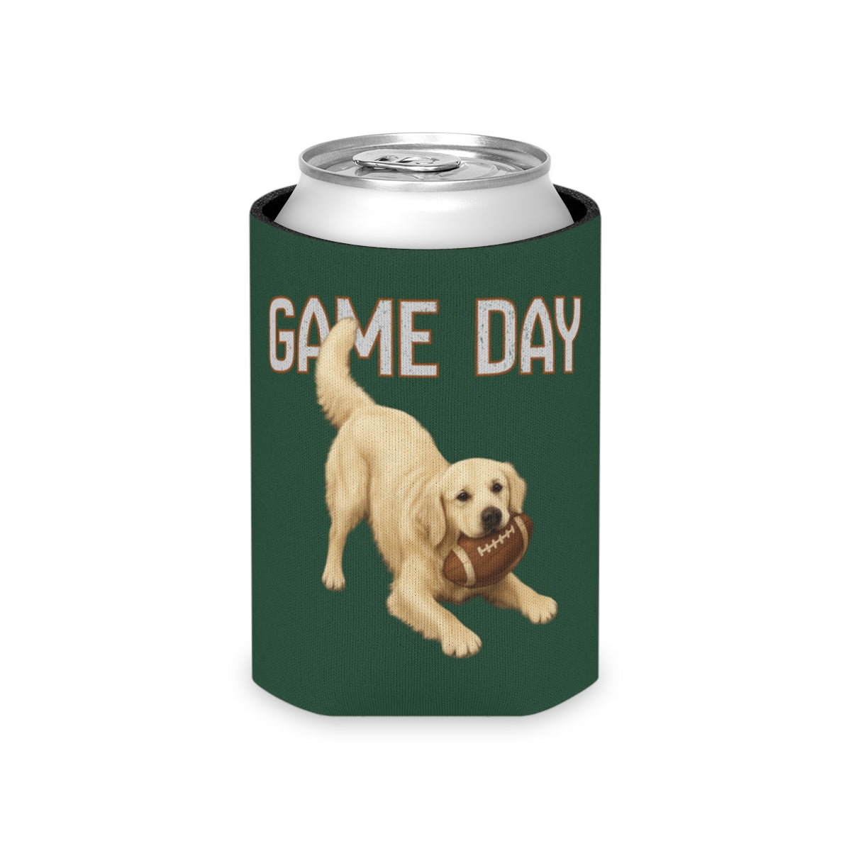 Personalized English Cream Golden Retriever Game Day Can Cooler, Custom Football Dog Koozie