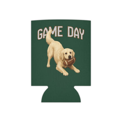 Personalized English Cream Golden Retriever Game Day Can Cooler, Custom Football Dog Koozie