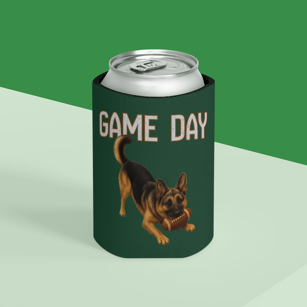Personalized German Shepherd Game Day Can Cooler, Custom Football Dog Koozie Gift