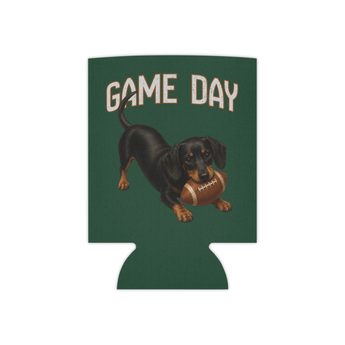 Personalized Black and Tan Dachshund Game Day Can Cooler, Custom Football Dog Koozie