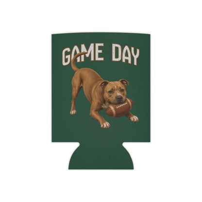 Personalized Pit Bull Game Day Can Cooler, Custom Football Dog Koozie Gift