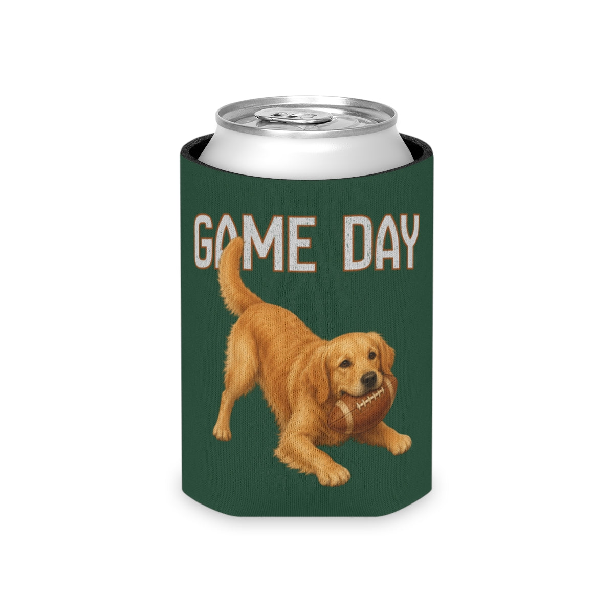 Personalized Golden Retriever Game Day Can Cooler, Custom Football Dog Koozie Gift