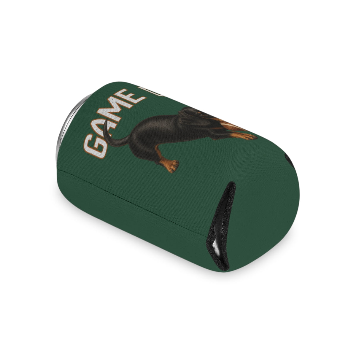 Personalized Black and Tan Dachshund Game Day Can Cooler, Custom Football Dog Koozie