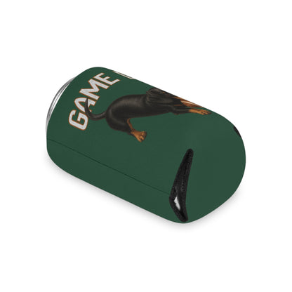 Personalized Black and Tan Dachshund Game Day Can Cooler, Custom Football Dog Koozie