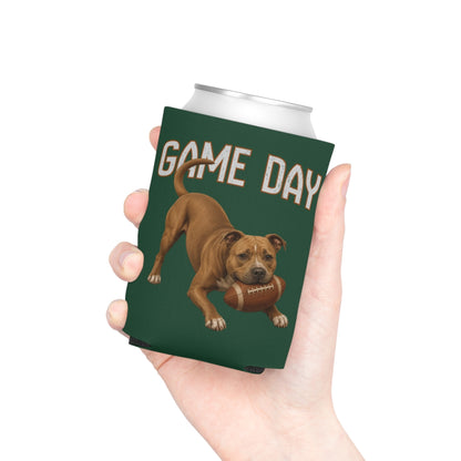 Personalized Pit Bull Game Day Can Cooler, Custom Football Dog Koozie Gift