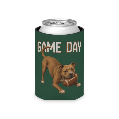 Personalized Pit Bull Game Day Can Cooler, Custom Football Dog Koozie Gift