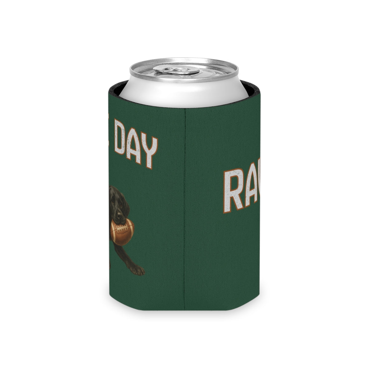 Personalized Black Lab Game Day Can Cooler, Custom Football Labrador Koozie Gift