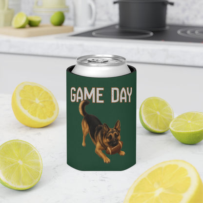 Personalized German Shepherd Game Day Can Cooler, Custom Football Dog Koozie Gift