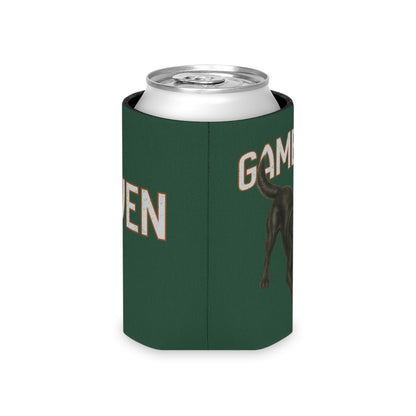 Personalized Black Lab Game Day Can Cooler, Custom Football Labrador Koozie Gift