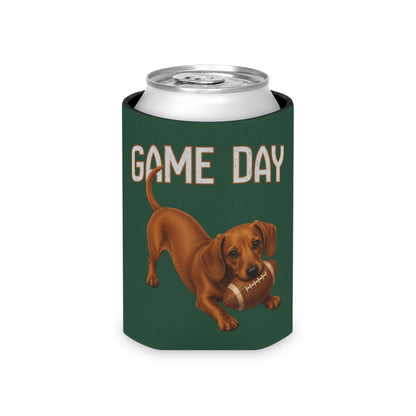 Personalized Red Dachshund Game Day Can Cooler, Custom Football Dog Koozie Gift