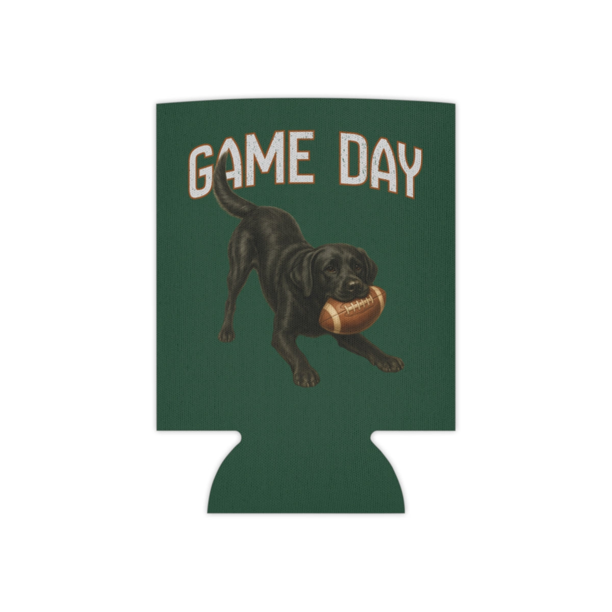 Personalized Black Lab Game Day Can Cooler, Custom Football Labrador Koozie Gift