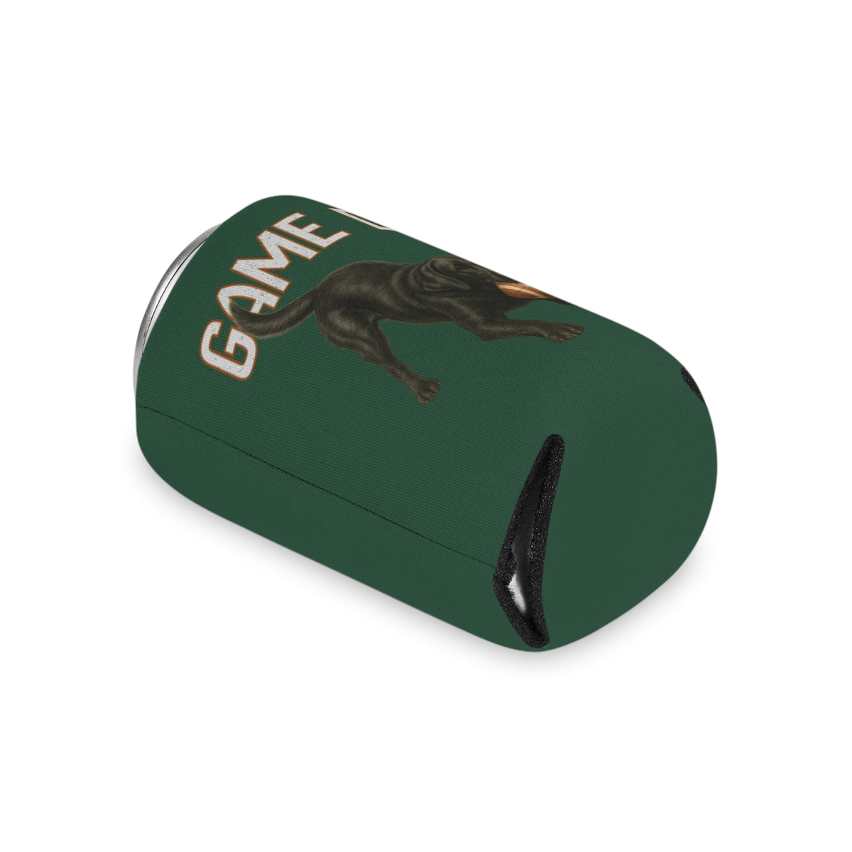 Personalized Black Lab Game Day Can Cooler, Custom Football Labrador Koozie Gift