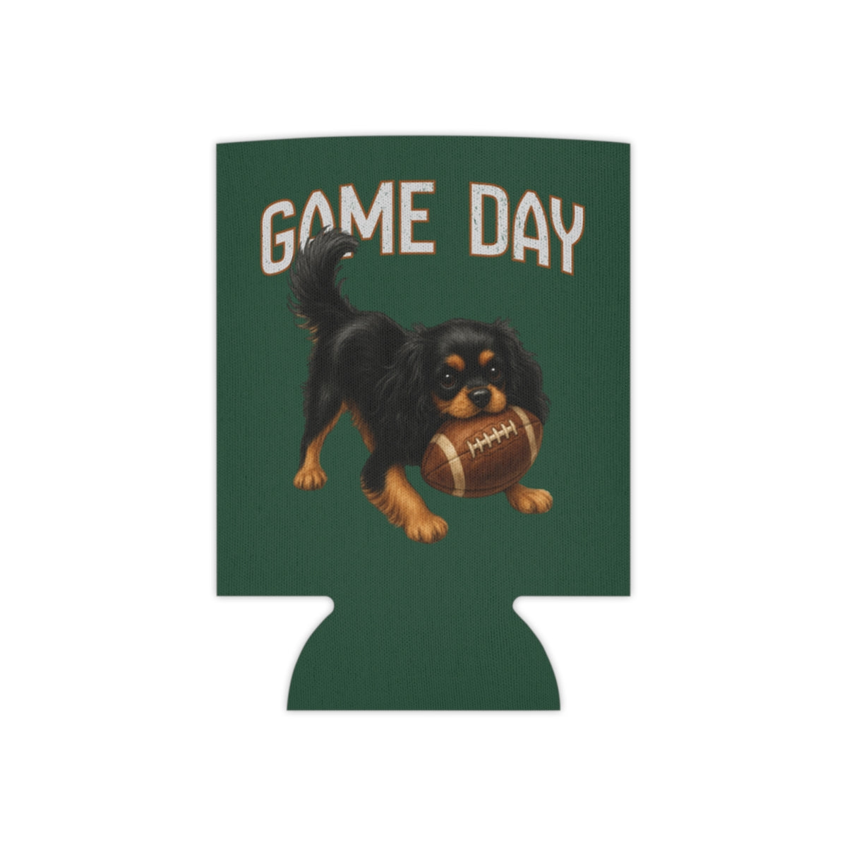 Personalized Black and Tan Cavalier Game Day Can Cooler, Custom Football Dog Koozie