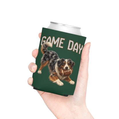 Personalized Australian Shepherd Game Day Can Cooler, Custom Football Dog Koozie Gift