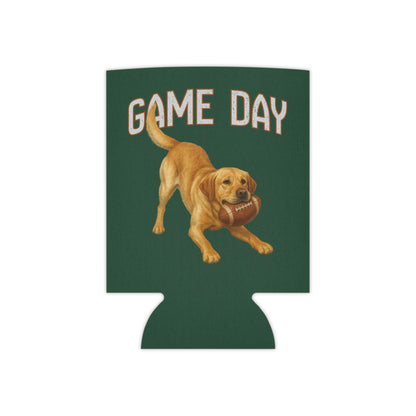 Personalized Yellow Lab Game Day Can Cooler, Custom Football Labrador Koozie Gift