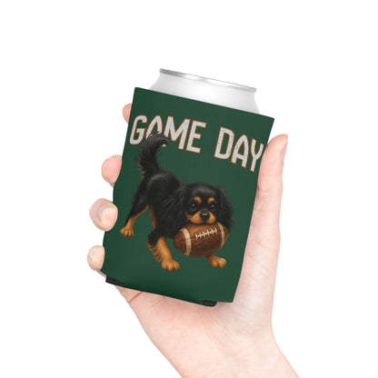 Personalized Black and Tan Cavalier Game Day Can Cooler, Custom Football Dog Koozie