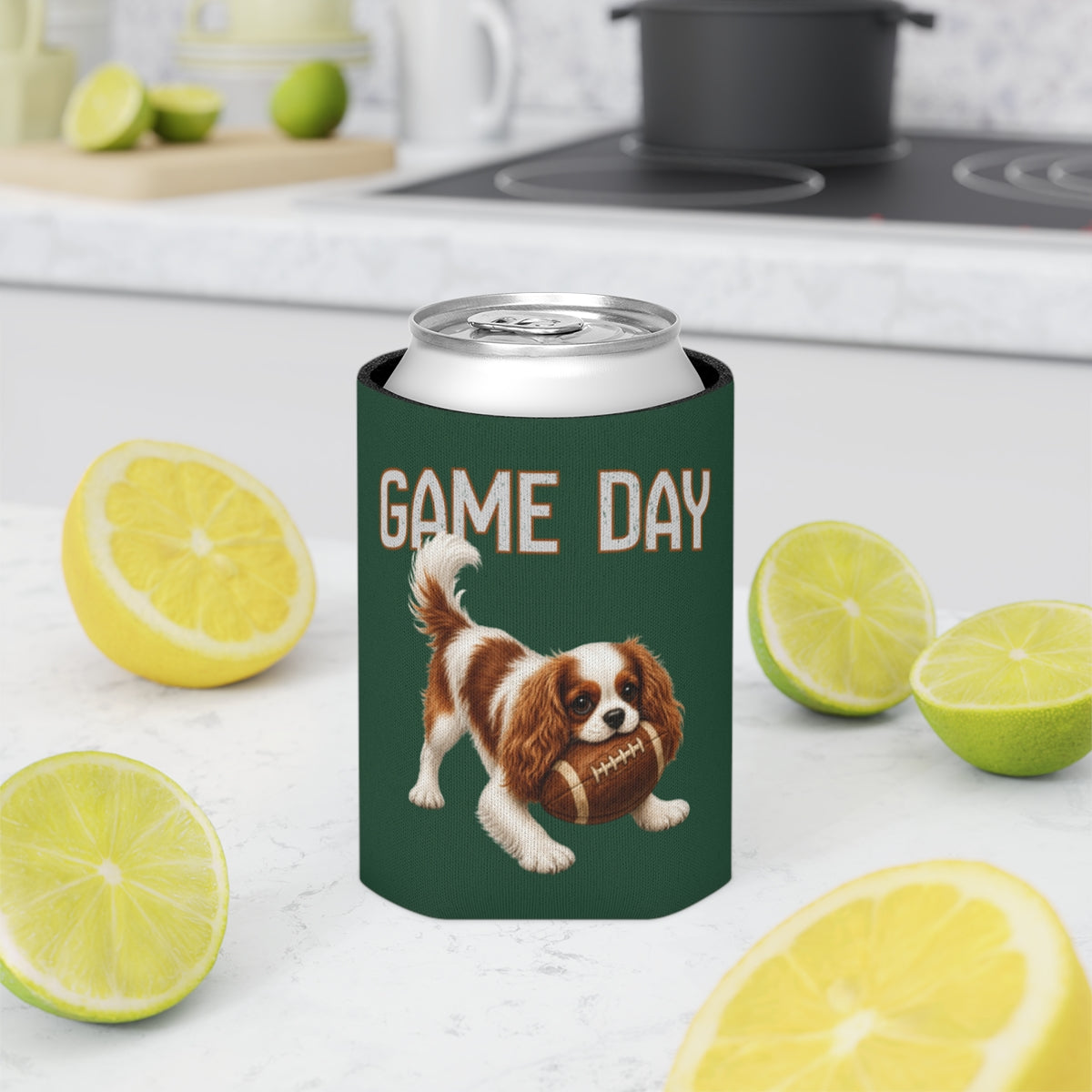 Personalized Blenheim Cavalier Game Day Can Cooler, Custom Football Dog Koozie