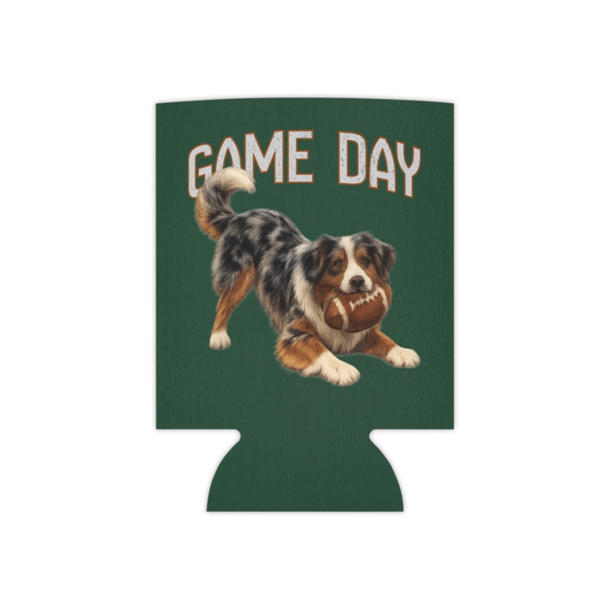 Personalized Australian Shepherd Game Day Can Cooler, Custom Football Dog Koozie Gift