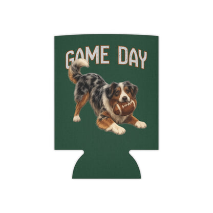 Personalized Australian Shepherd Game Day Can Cooler, Custom Football Dog Koozie Gift