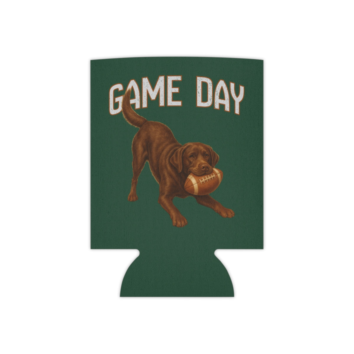 Personalized Chocolate Lab Game Day Can Cooler, Custom Football Labrador Koozie Gift