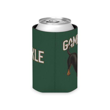 Personalized Black and Tan Dachshund Game Day Can Cooler, Custom Football Dog Koozie