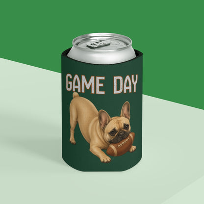Personalized French Bulldog Game Day Can Cooler, Custom Football Dog Koozie Gift
