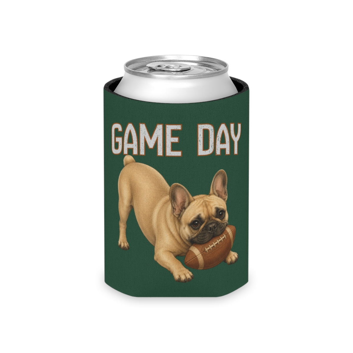 Personalized French Bulldog Game Day Can Cooler, Custom Football Dog Koozie Gift