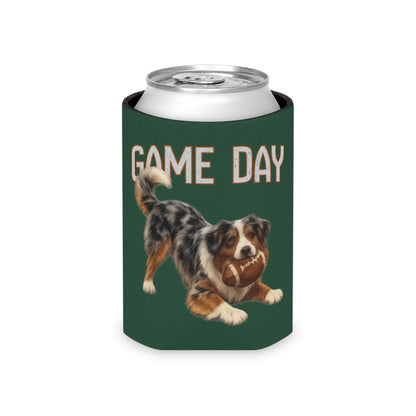 Personalized Australian Shepherd Game Day Can Cooler, Custom Football Dog Koozie Gift