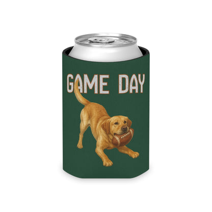 Personalized Yellow Lab Game Day Can Cooler, Custom Football Labrador Koozie Gift