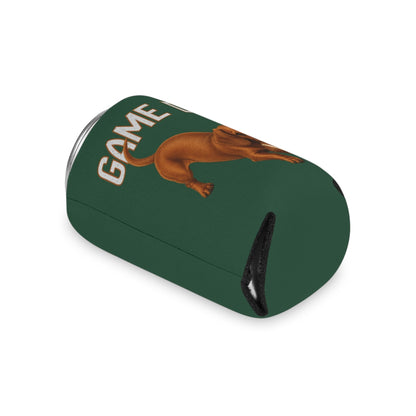 Personalized Red Dachshund Game Day Can Cooler, Custom Football Dog Koozie Gift