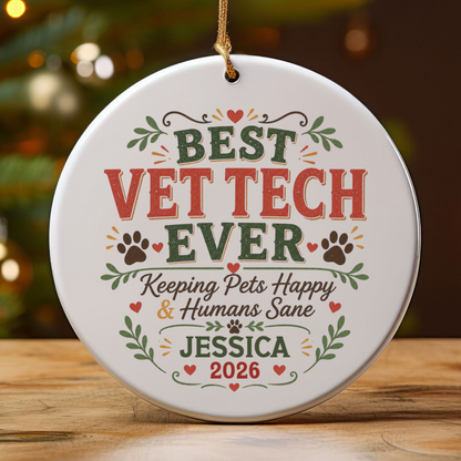 Personalized Vet Tech Ornament, Veterinary Technician Gift, Vet Tech Christmas Gift, Custom Name Ornament