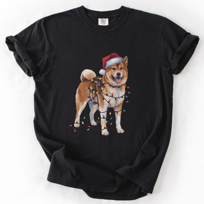 Akita Christmas Lights Dog Shirt