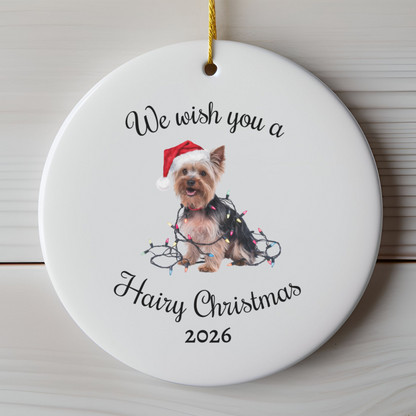 Christmas Yorkshire Terrier Ornament, Christmas Lights Dog Keepsake