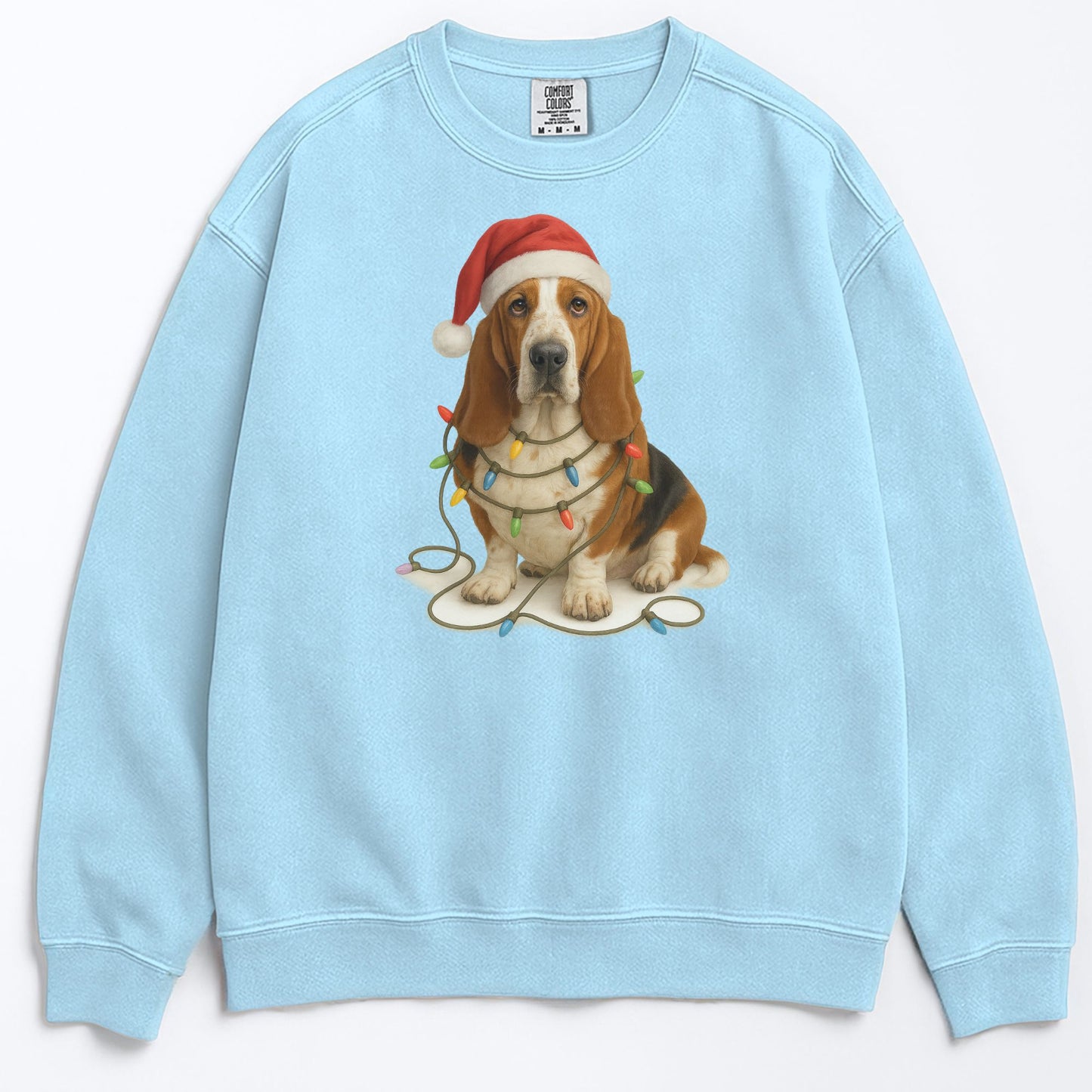 Christmas Dog Sweatshirt, Holiday Basset Hound Gift, Festive Pet Lover Sweater, Unisex Cozy Winter Apparel, Cute Dog Design