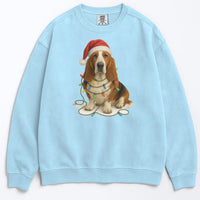 Load image into Gallery viewer, Christmas Dog Sweatshirt, Holiday Basset Hound Gift, Festive Pet Lover Sweater, Unisex Cozy Winter Apparel, Cute Dog Design
