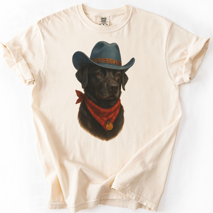 Custom Cowboy Dog Shirt Personalized Western Pet Portrait Comfort Colors Tee