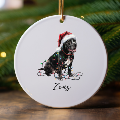 Personalized Cane Corso Christmas Ornament, Festive Dog Keepsake, Ceramic Tree Decoration