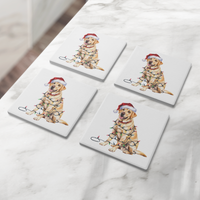 Load image into Gallery viewer, Yellow Lab Dog Coasters, Absorbent Stone Coaster Set, Christmas Gift for Dog Lovers, Personalized Table Protection, Cork Back
