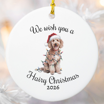 Christmas Poodle Ornament, Christmas Lights Dog Keepsake