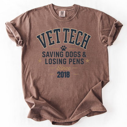 Funny Vet Tech Shirt Veterinary Technician Gift Vet Tech Tee Saving Dogs Losing Pens