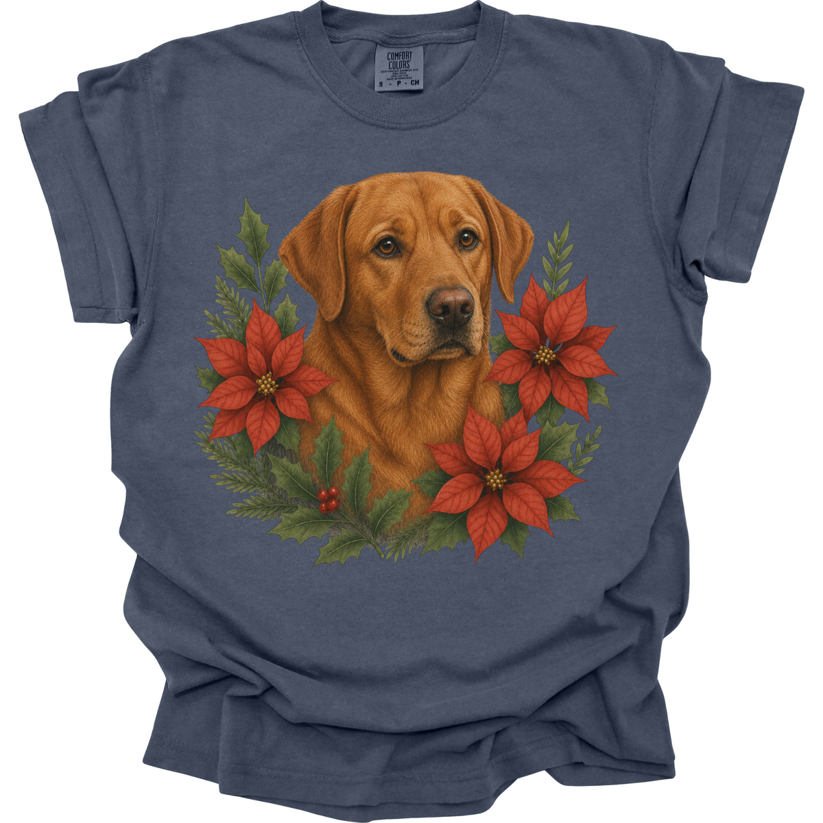 Fox Red Lab Poinsettia Christmas Shirt