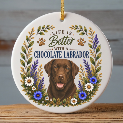 Chocolate Lab Ornament, Labrador Retriever Gift, Chocolate Lab Mom Gift, Dog Lover Keepsake
