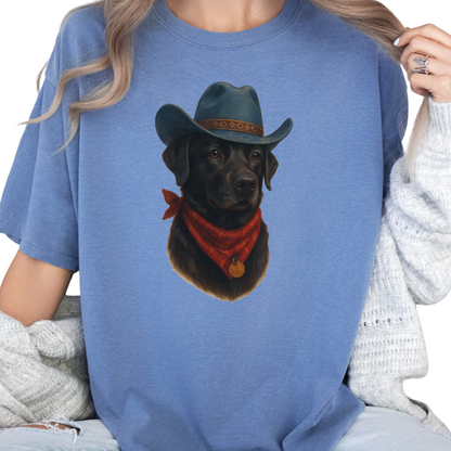Custom Cowboy Dog Shirt Personalized Western Pet Portrait Comfort Colors Tee