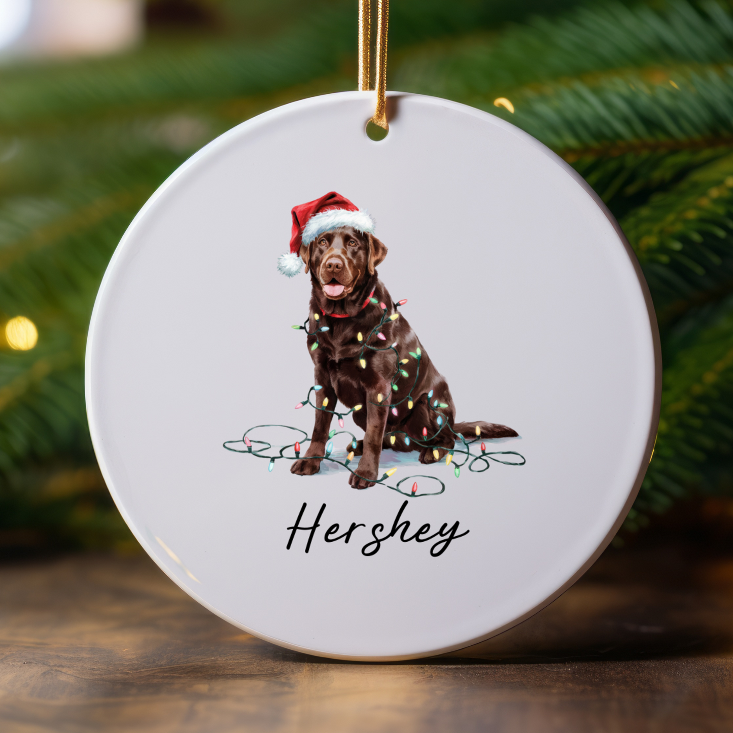 Chocolate Labrador Retriever Ornament, Personalized Dog Christmas Decor
